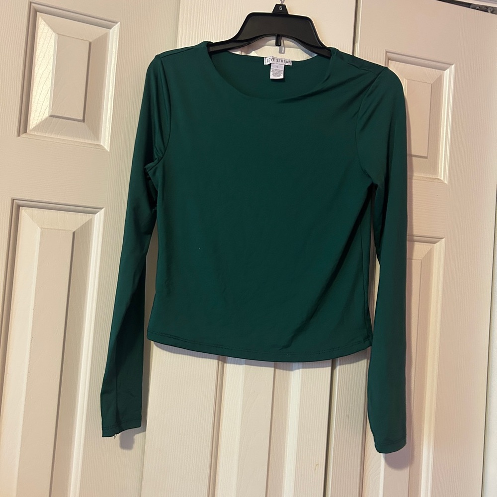 Deep Green Long Sleeve Crop Top
